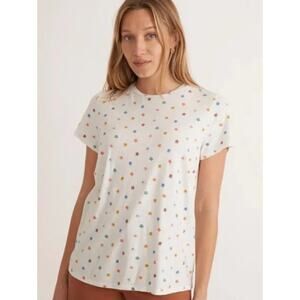 Marine Layer Daisy Swing White Floral Short Sleeve Tee T-Shirt Women's Medium